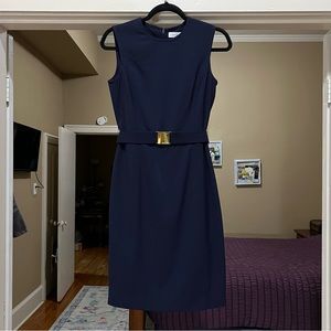 Calvin Klein navy sleeveless office work dress